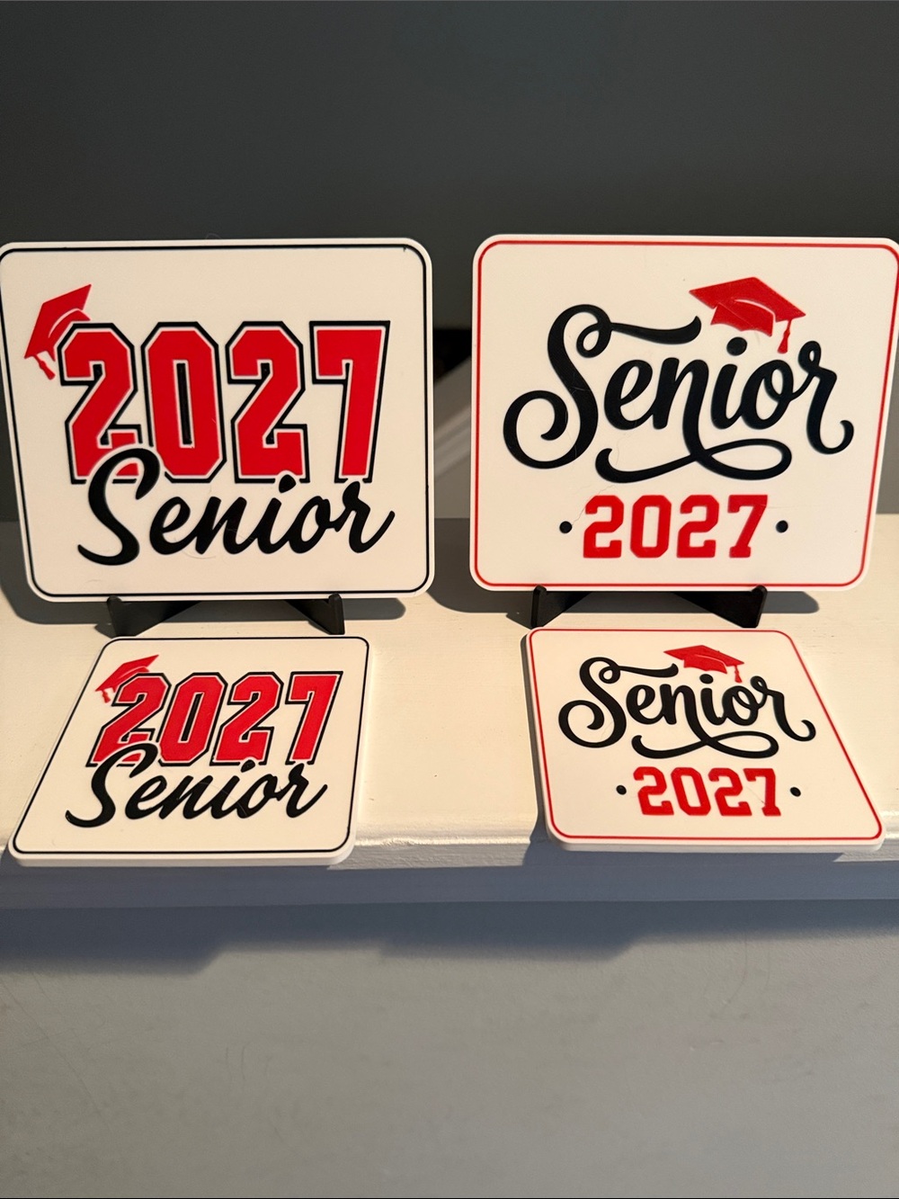 Senior 2027 signs and coaster - Red and Black Graduation gifts - Picture 2 of 7